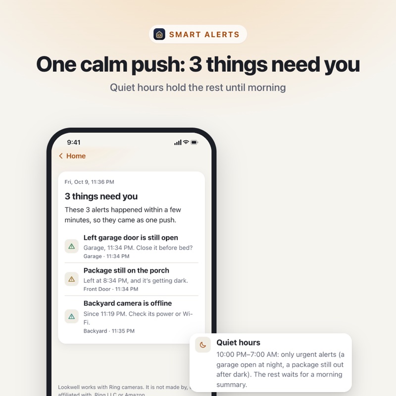One calm push: 3 things need you Quiet hours hold the rest until morning